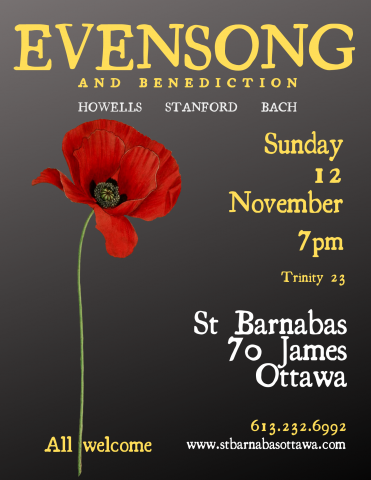 Poster for evensong. Details in description.