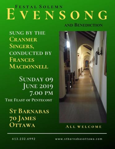 Poster for June 9 evensong. (Details are in the event description.)